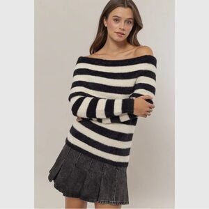 137. Striped fold over sweater